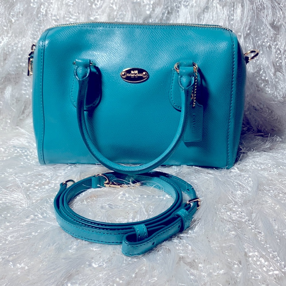 Aqua Blue Coach Leather Bag